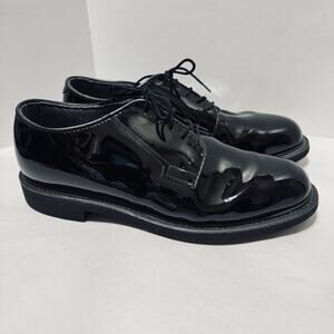 Bates Shoes Mens 8.5 Black Patent High Gloss Uniform Oxford Dress Military